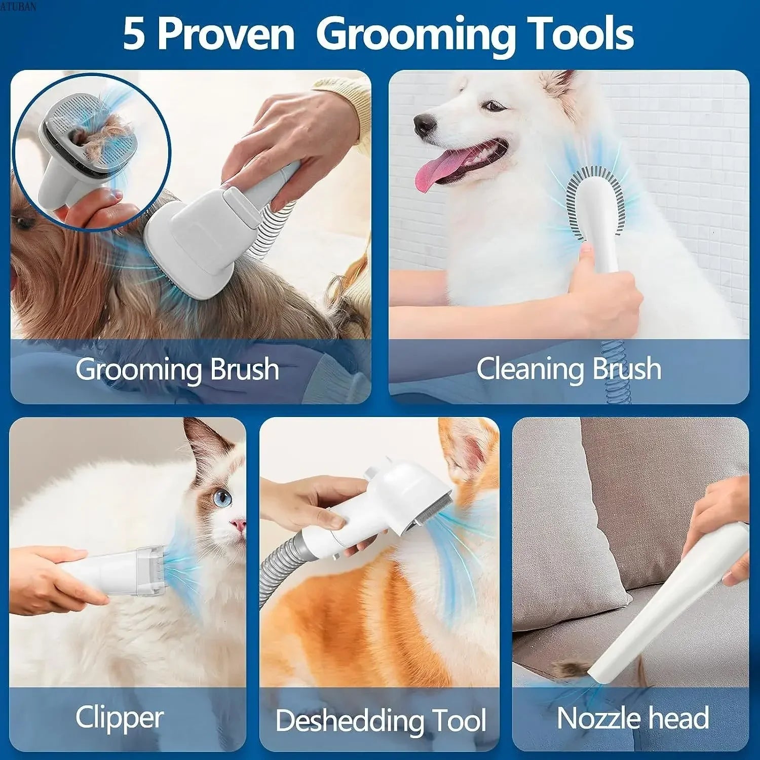 Pet Hair Vacuum & Grooming Kit